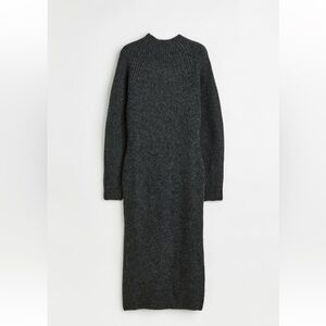 H&M dark gray chunky rib knit midi dress xs